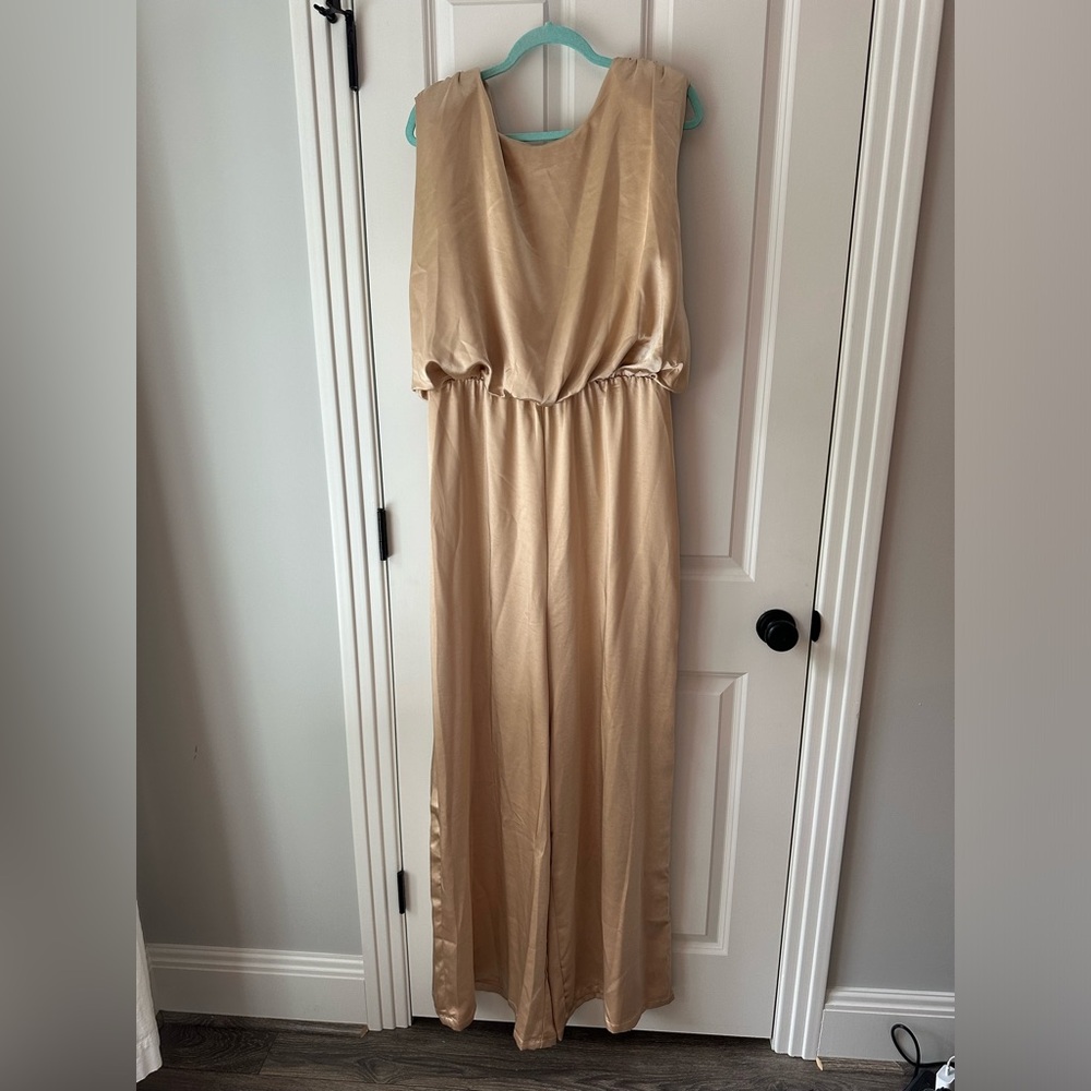 Nasty gal satin wide leg jumpsuit